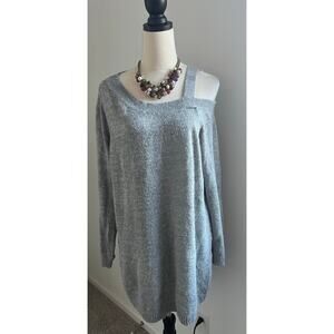 Torrid Acrylic Gray One Side Cold Shoulder Long Sleeve Sweater Plus Size 3X